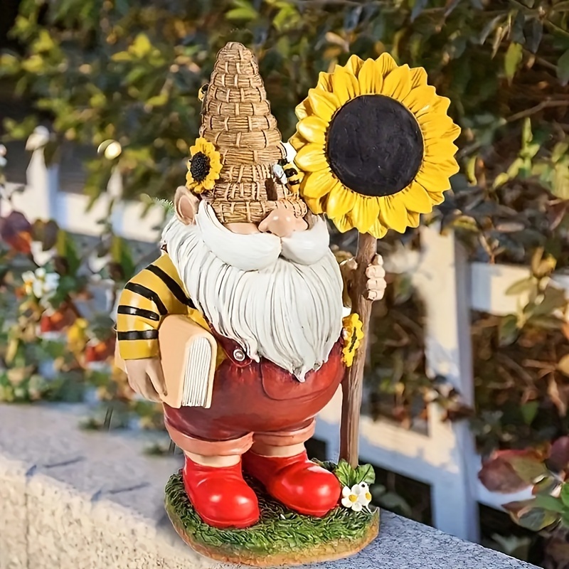 Gnome Statue Bumble Bee Gnome Ornament Resin Scandinavian Gnomes Figurine  Dwarf Statue For Garden Lawn Yard Home Bee Day Decoration - Temu