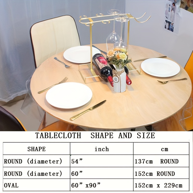 54 Inch Circle Clear Dining Table Protector Tablecloth Cover Desk