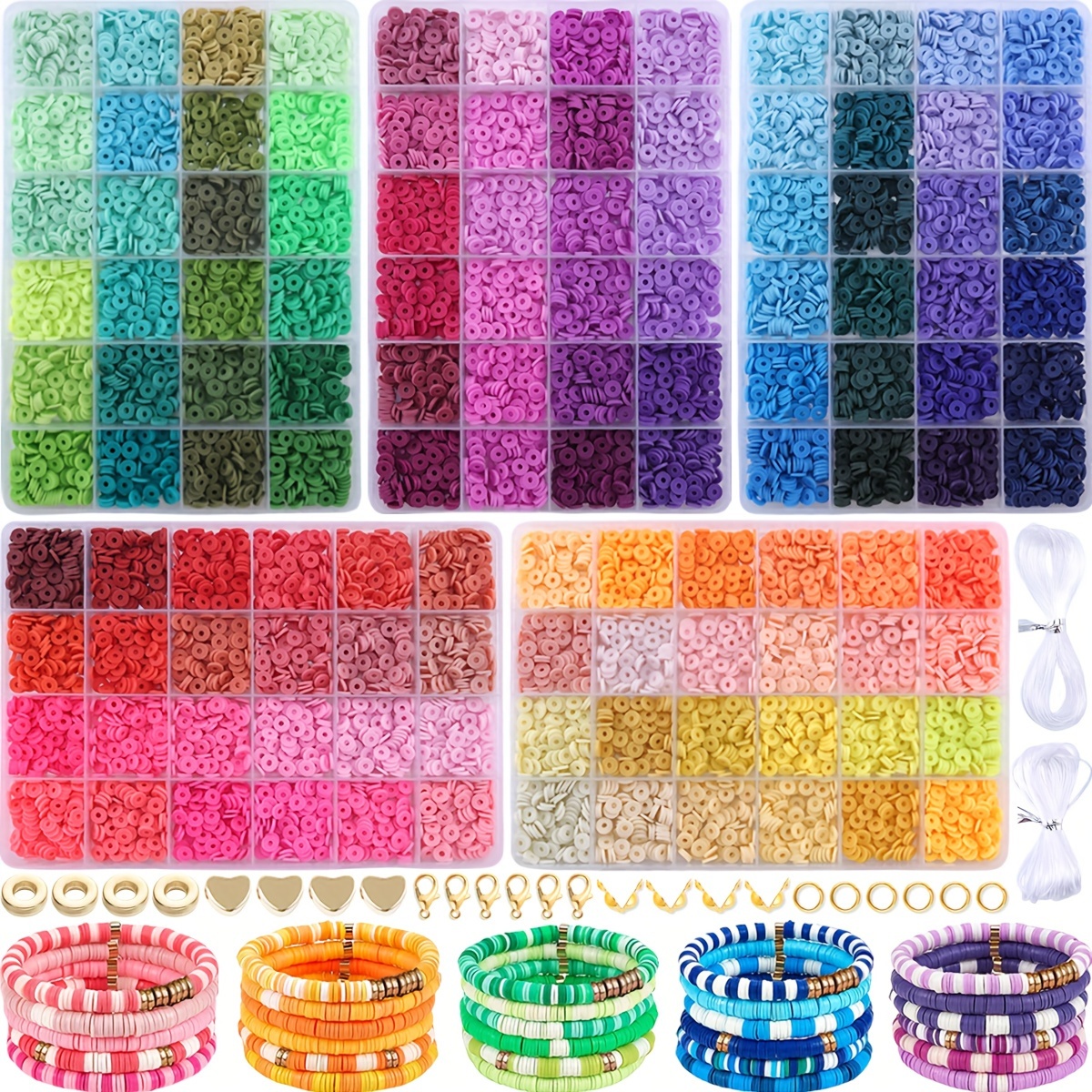 120 Colors Bracelet Making Kit Clay Disc Beads Set For - Temu