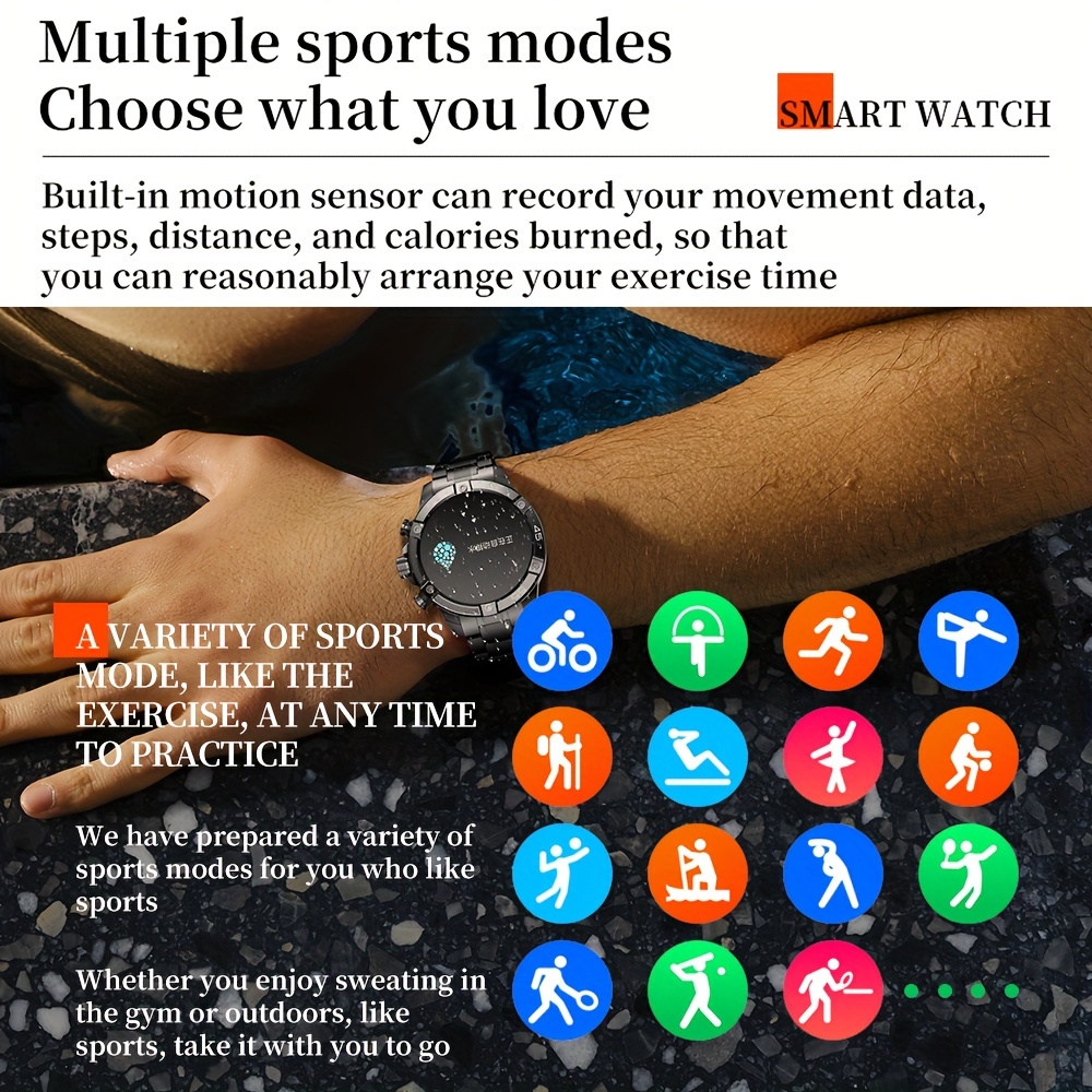 Smart Watch Men Sports Fitness Watches 360*360 Amoled Hd - Temu