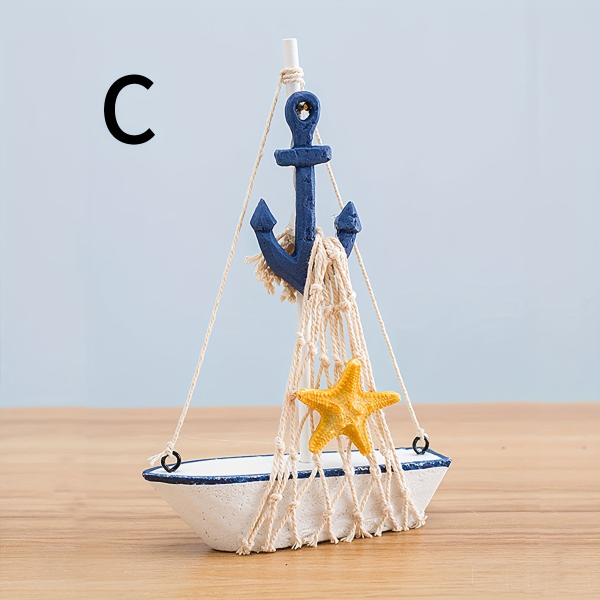 Living Room Decorations Sailboat Model Blue Fishing Boat Model