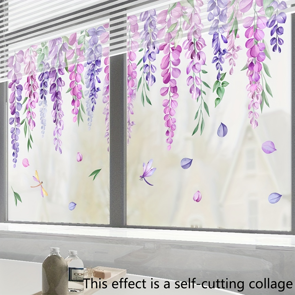 

1pc Purple Vine Flower Glass Window Film Window Sticker For Living Room Office Home Decor