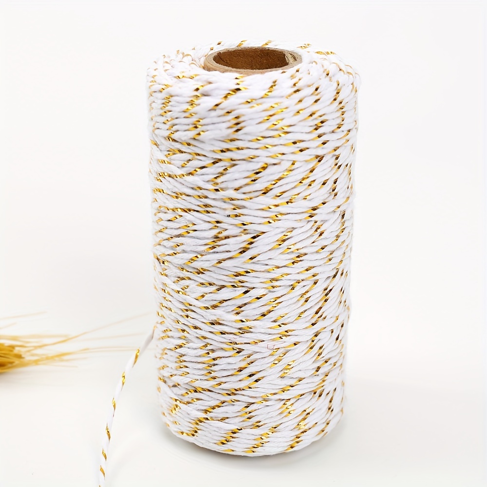 LEREATI Bakers Twine, Gold Twine for Gift Wrapping Thin Inelastic Christmas  Twine, Decorative Metallic Glitter Twine String for Crafts, Packing