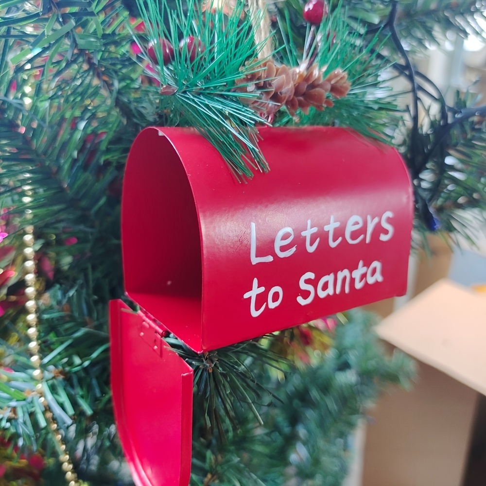 Cassetta postale porta lettere natalizio Elric in metallo per villaggio  di Natale / Porta lettere con palo / Rosso-Bianco