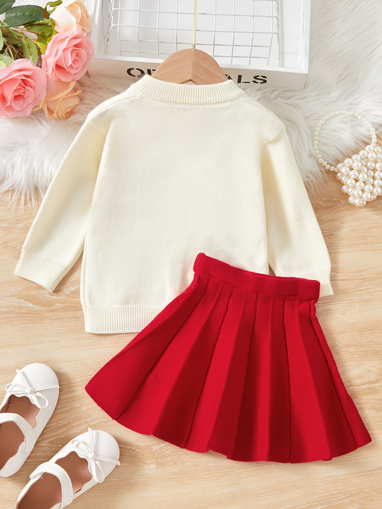 幼児の女の子の冬服セット長袖カーディガンとスカートかわいい 2 個セット女の赤ちゃんの冬のアウターセットセーター服