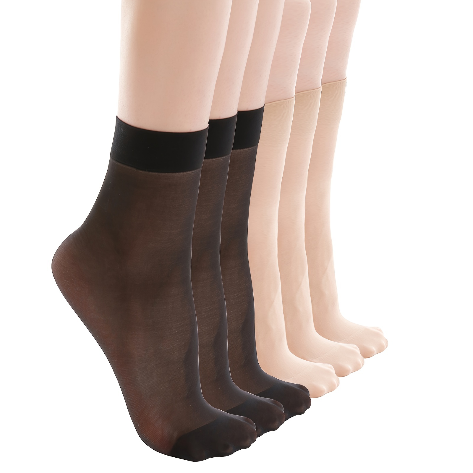 5 Pares Calcetines Cortos Transparentes Tobillo Nailon Mujer - Temu