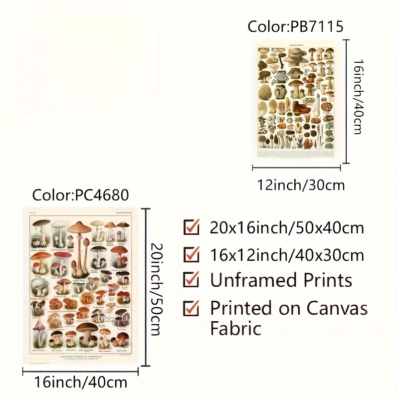 1 Pz Stampe Botaniche Antiche Poster Di Funghi Vintage Versione Francese  Arte Della Parete Educativa Pittura Su Tela Immagine Decorazione Della  Parete Di Casa Senza Cornice - Temu Switzerland
