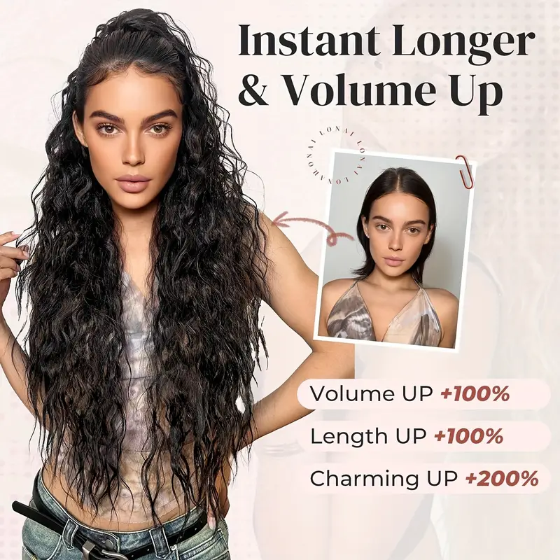 ponytail extension 34 long wavy drawstring ponytail extensions lighter synthetic clip in hair extensions hairpiece for women halloween christmas details 4