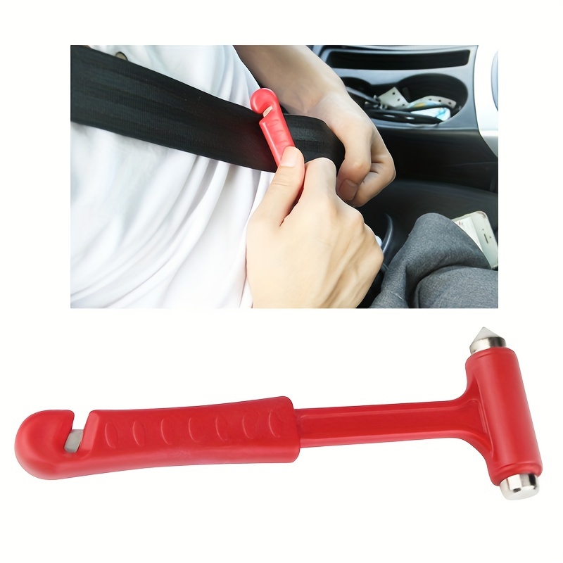 Safety Hammer Emergency Escape Tool, Car Window Glass Breaker and Seatbelt  Cutter, 2-in-1 Mini Size 3.5 in for Underwater Working Rescue, Pink