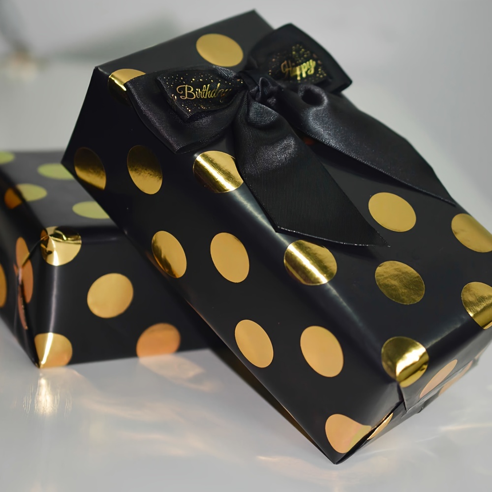 Black and Gold Polkadot Floral Wrapping Paper - 20 Sheets - LO Florist  Supplies