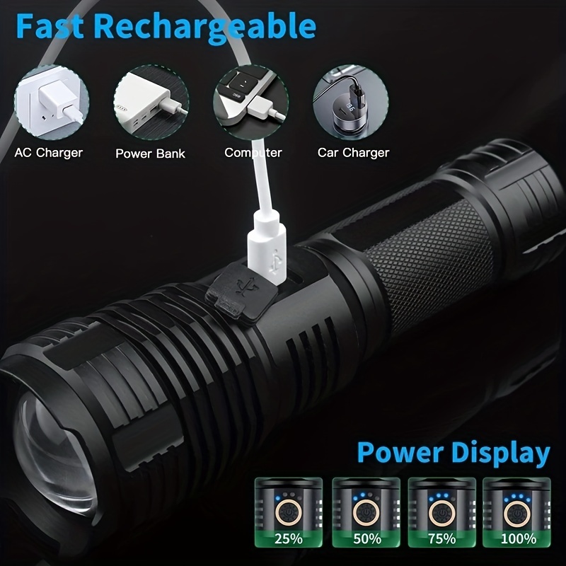 OMALIGHT Rechargeable 150000 High Lumens LED Flashlights, XHP90.2 Tactical  Flashlight with Zoomable & 5 Modes & IPX7 Waterproof Military Grade Super  Bright Flashlights for Emergencies, Camping