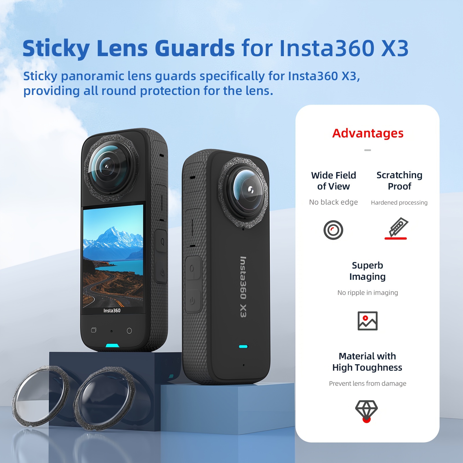 Panorama Lens Protector Sticky Lens Guards Lens Protector for Insta360 ONE  X3 