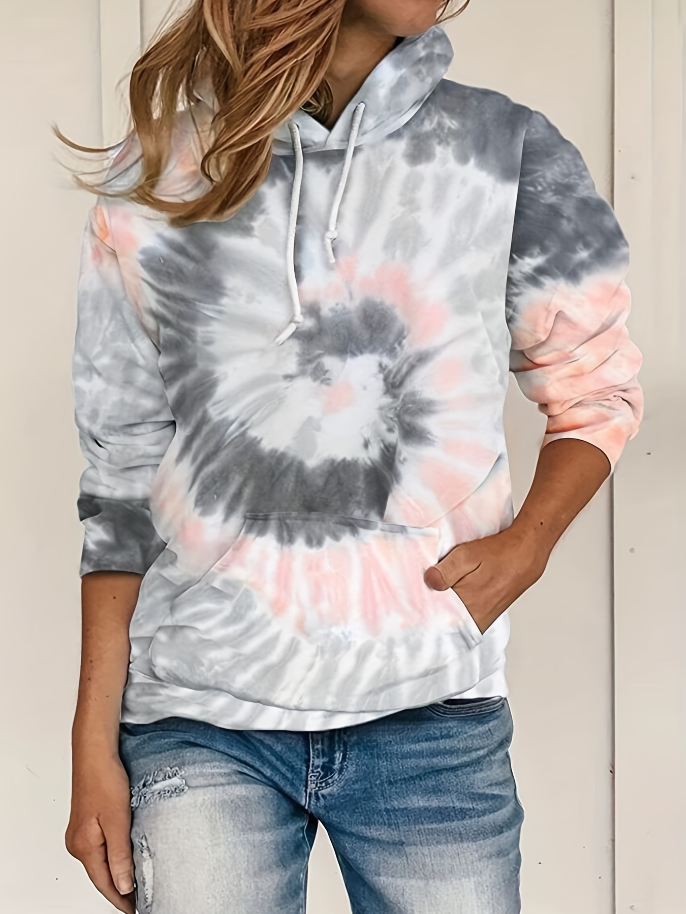 Tie Dye Drawstring Hoodies Casual Long Sleeve Kangaroo Temu