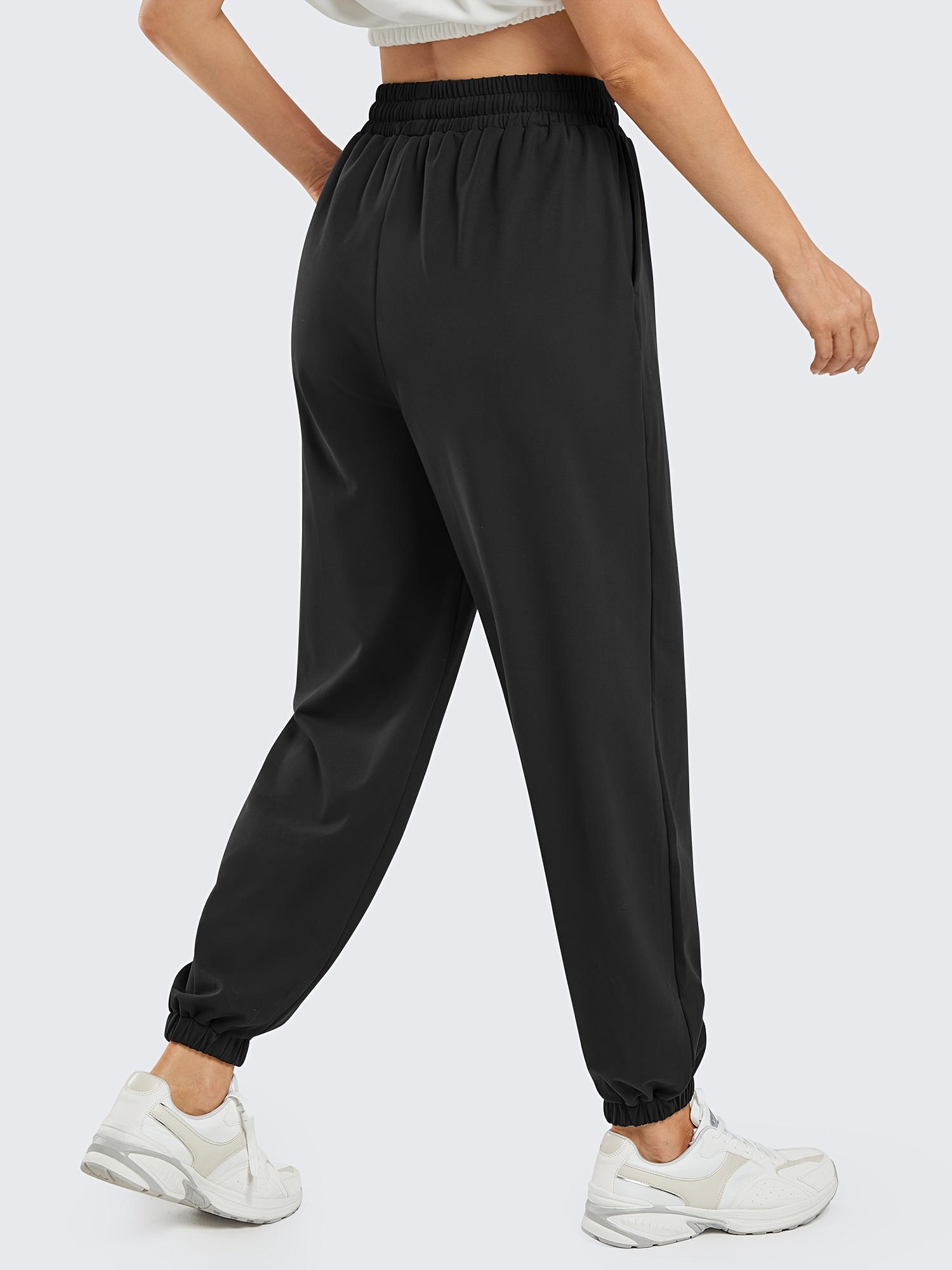 Women's Solid Sweatpants Drawstring Jogger Sweat Pants Cinch Bottom Casual  Elastic Waist Workout Trousers