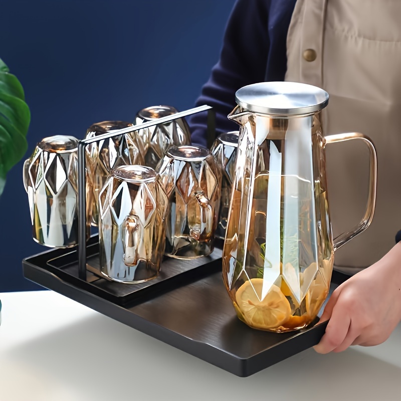 Home Glass Juice Jugs Transparent Water Pots Cups Blue Gradient