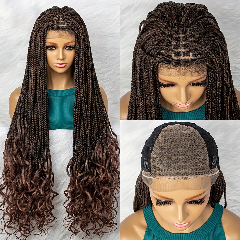 Box Braid Wigs Women Headband Braided Wig Lace Frontal Wig - Temu Mexico