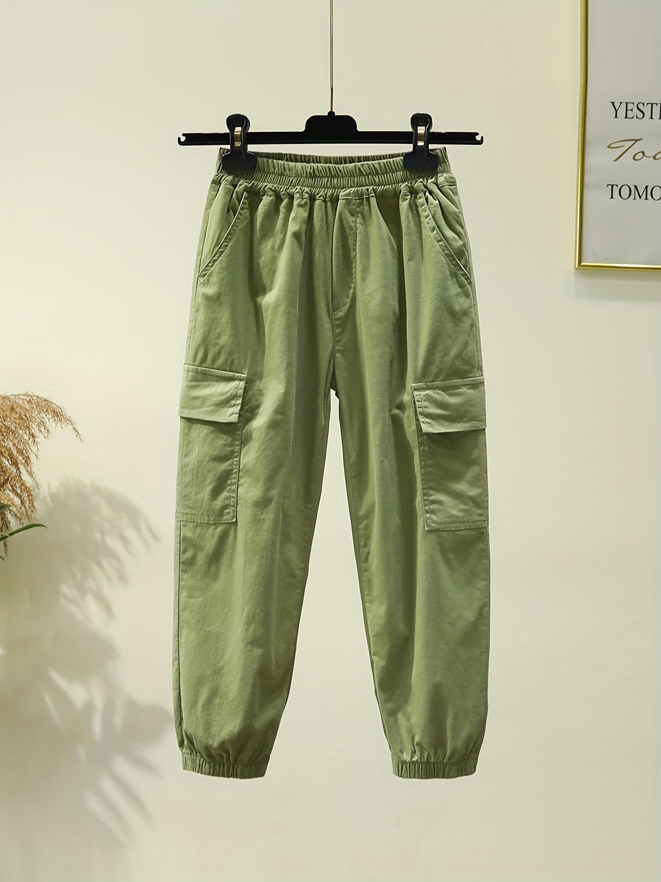 Girls Casual Cargo Pants Loose Fit Street Style Elastic - Temu Germany