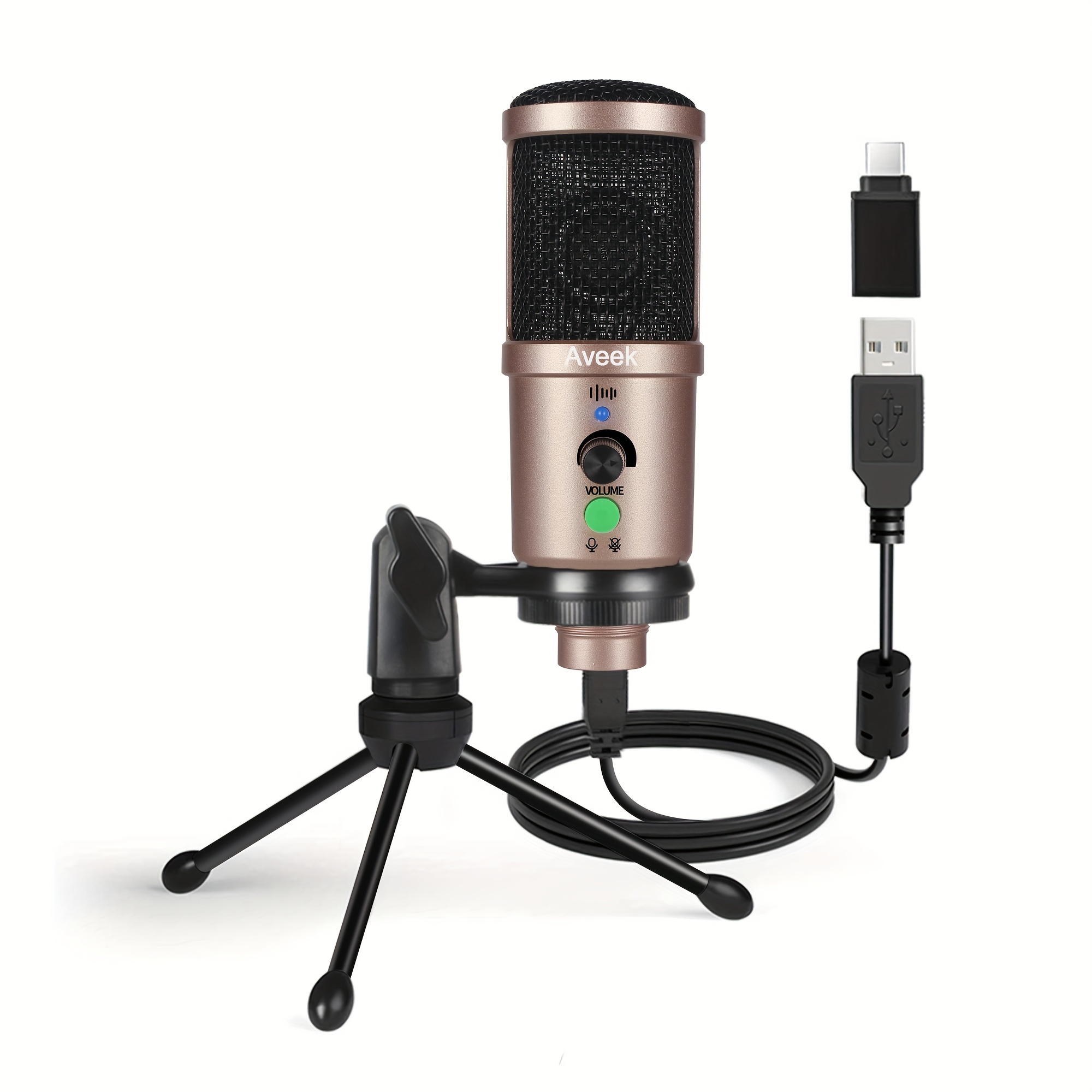 Micrófono de condensador USB para PC Videoconferencia portátil Podcast  Streaming 
