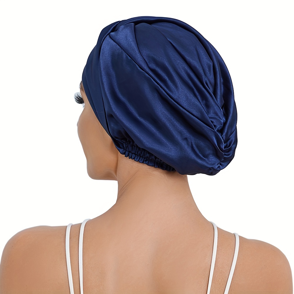 TURBAN EN SATIN BLEU NUIT