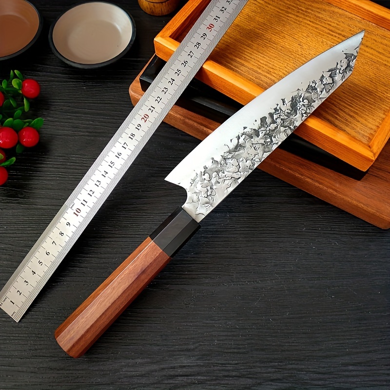 Huusk Cuchillos japoneses, cuchillo de chef y cuchillo de carnicero,  cuchillo profesional de cocina afilado de acero de alto carbono forjado a  mano, mango de madera con caja de regalo negra : Hogar y Cocina 