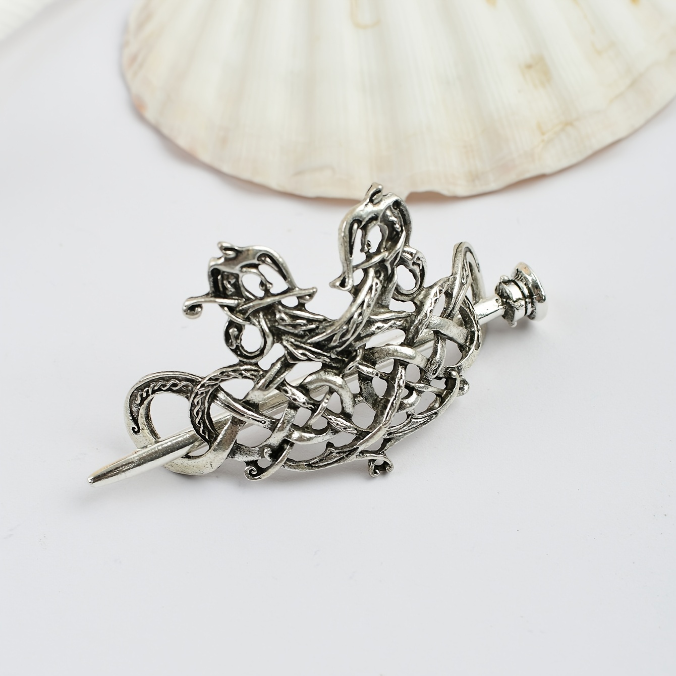safety pin pendant, brooch,silver plate, antique silver, vintage