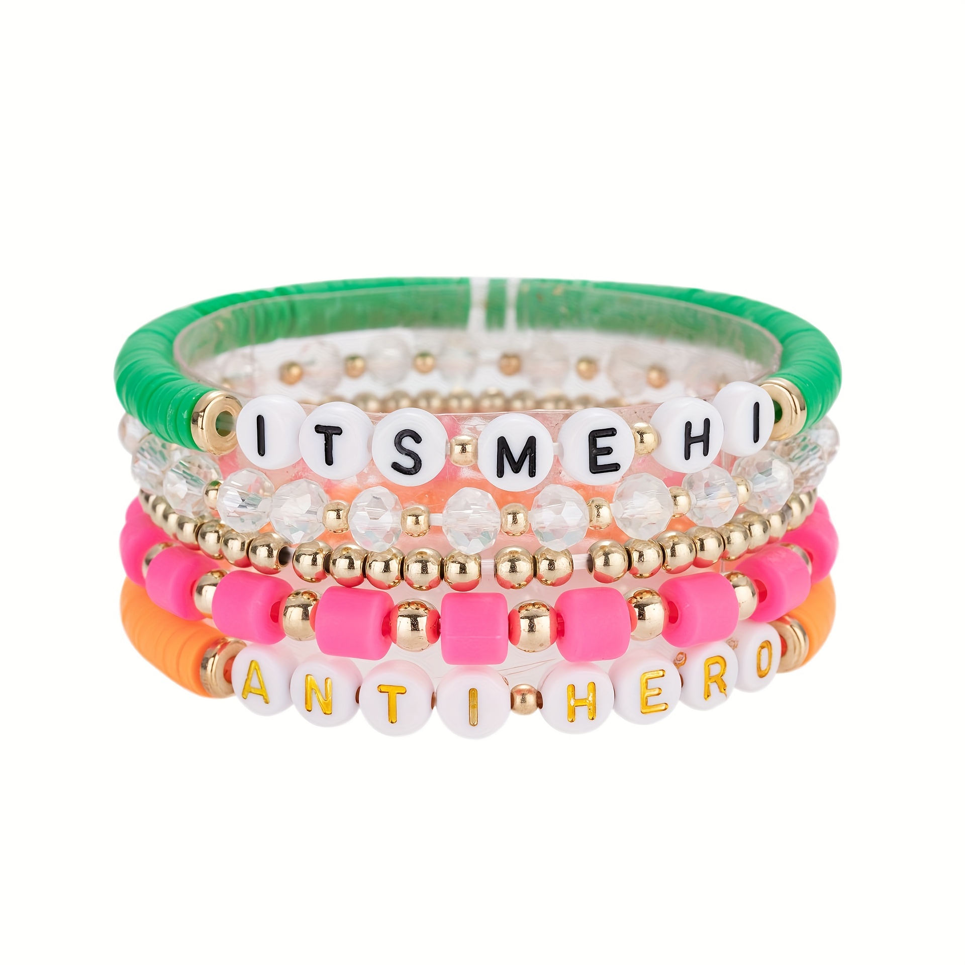 Custom Polymer Beaded Name Bracelet Party Gift Favor for -   Bracelets  handmade beaded, Diy bracelet designs, Beaded bracelets diy