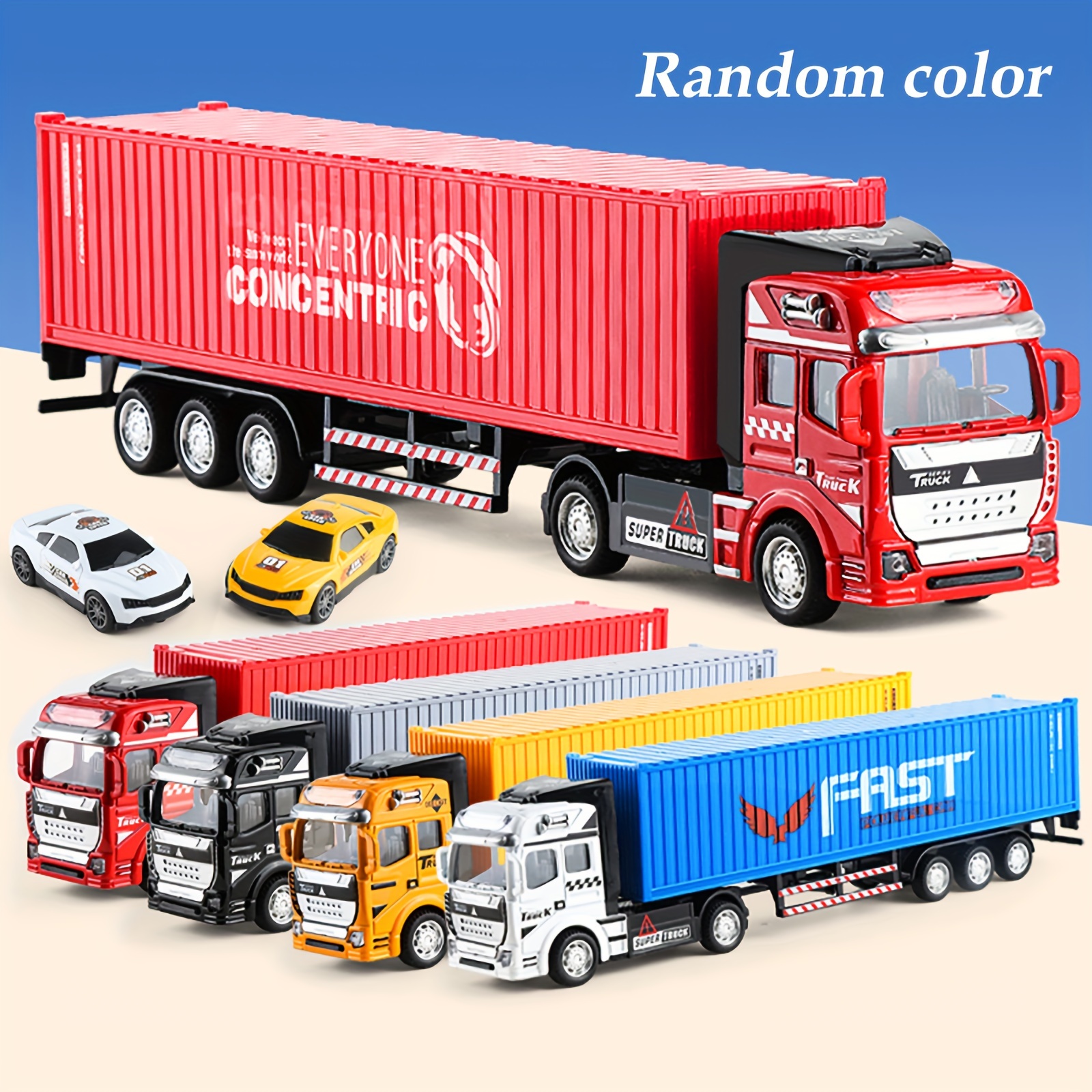 子供用合金シミュレーションコンテナ大型トラックおもちゃモデル男の子トレーラーコンテナ車セミトレーラー