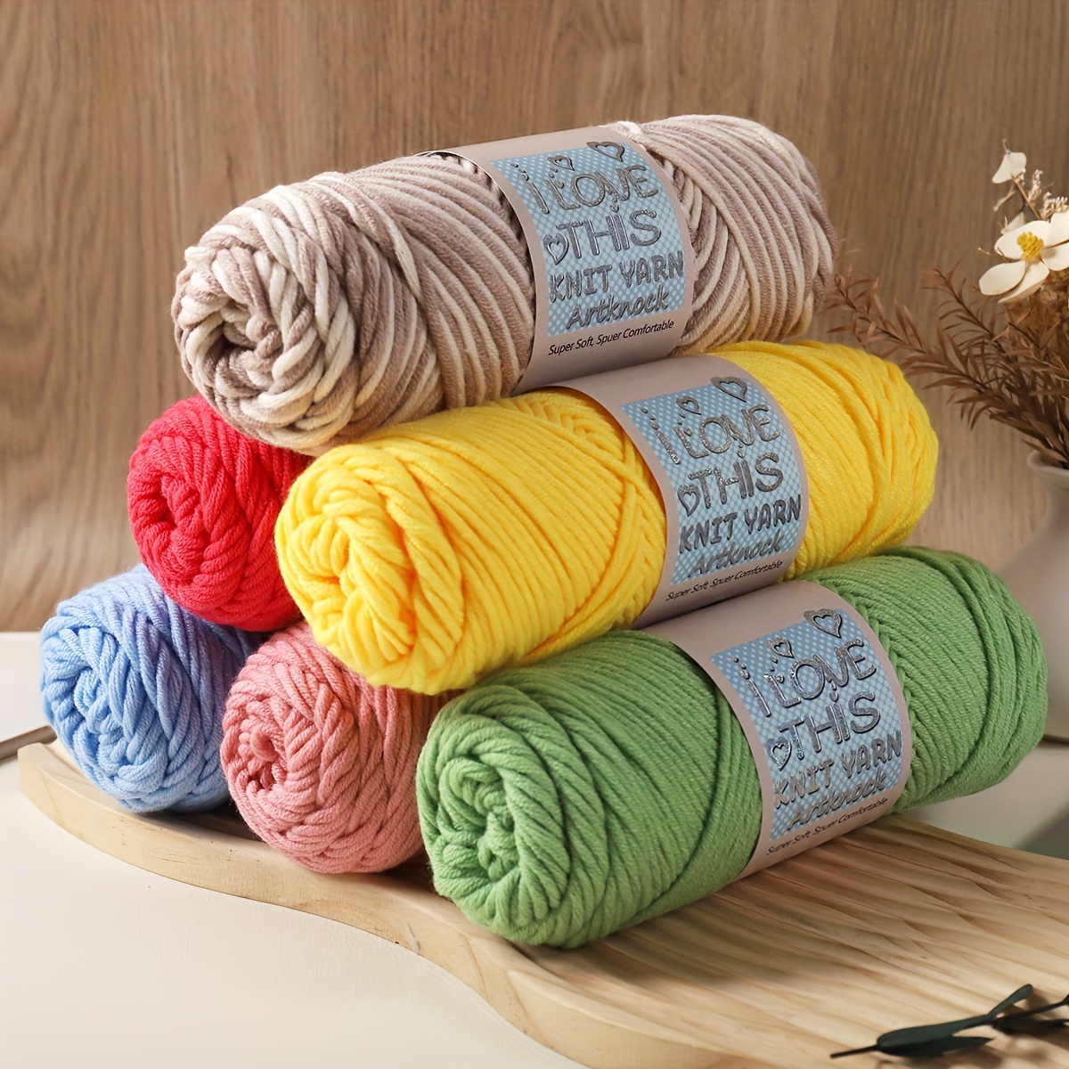 Hilo de lana para ganchillo de 1.76 oz, hilo suave para tejer y tejer  proyectos de manualidades, hilo de lana de ganchillo de doble punto para  adultos
