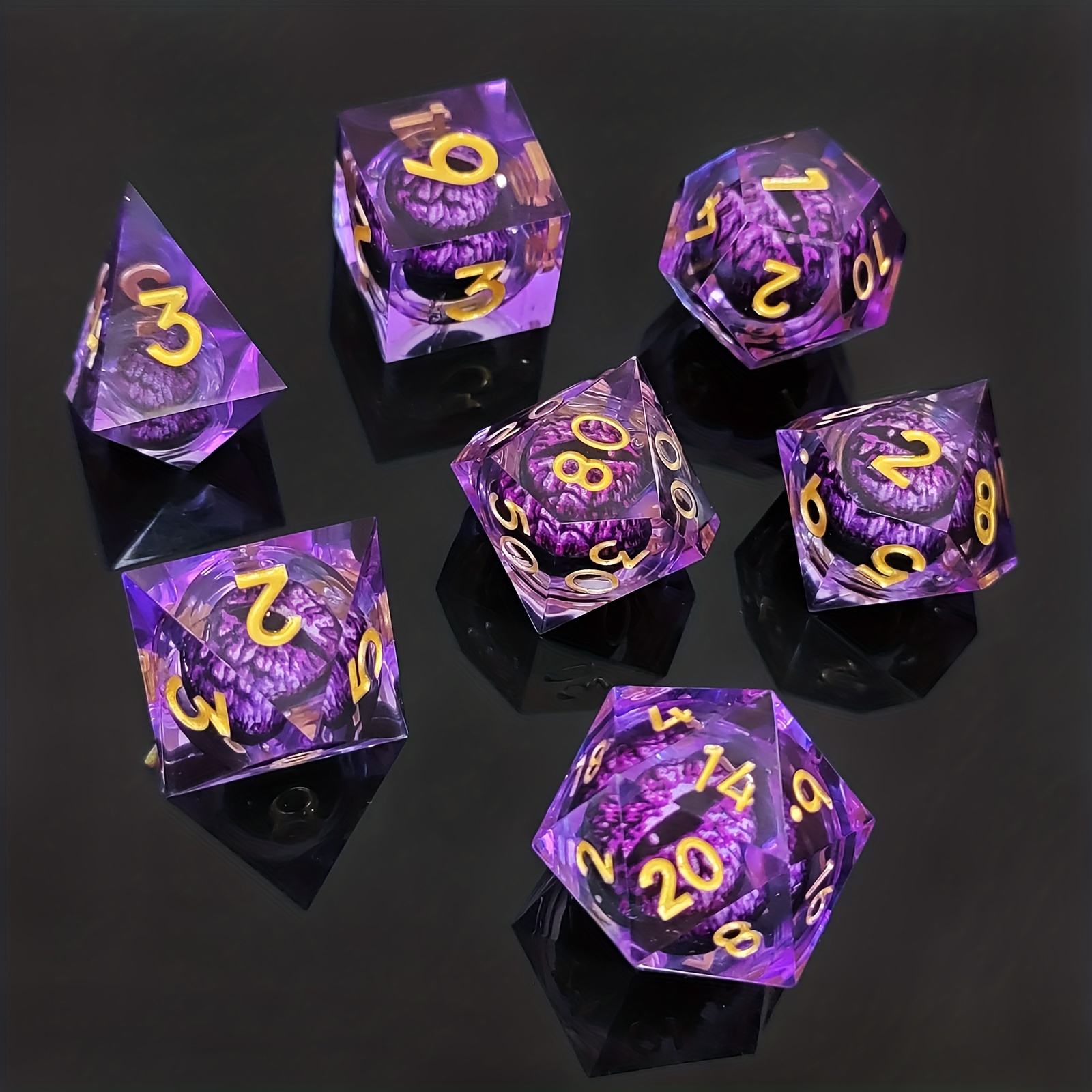 FOYTOKI 7 Peças Dados Luminosos Dragões Rpg Dados Multifacetado