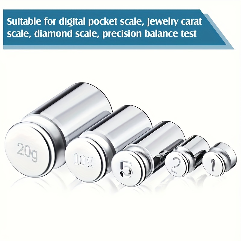 Romeda 7 Pcs Calibration Weights, Scale Weight Set 1G 2G 5G 10g 20g 50g 100g, Carbon Steel Small Weight for Digital Scale, Gram Scale Balance, Jewelry
