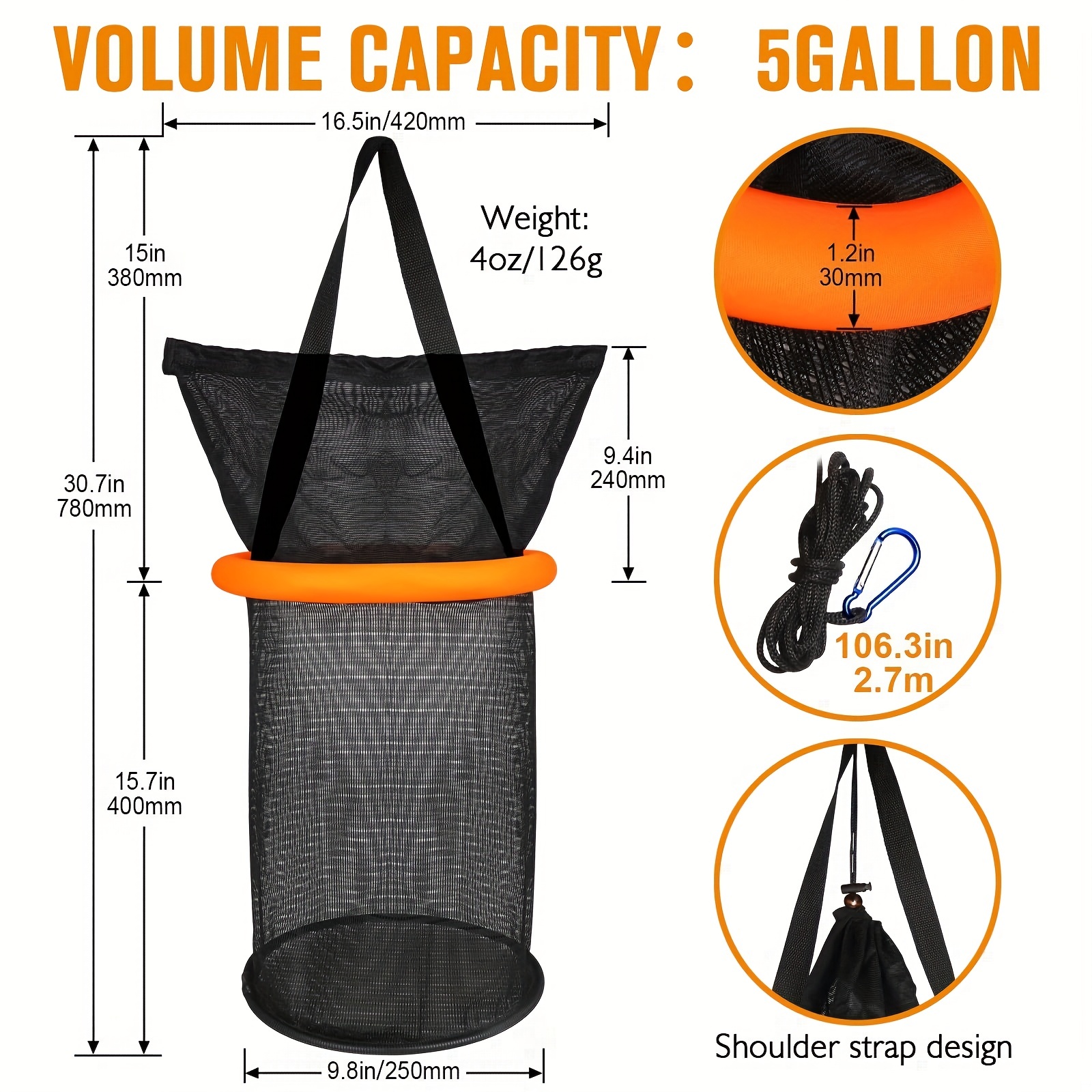 Foldable Floating Fishing Basket, Portable Collapsible Mesh