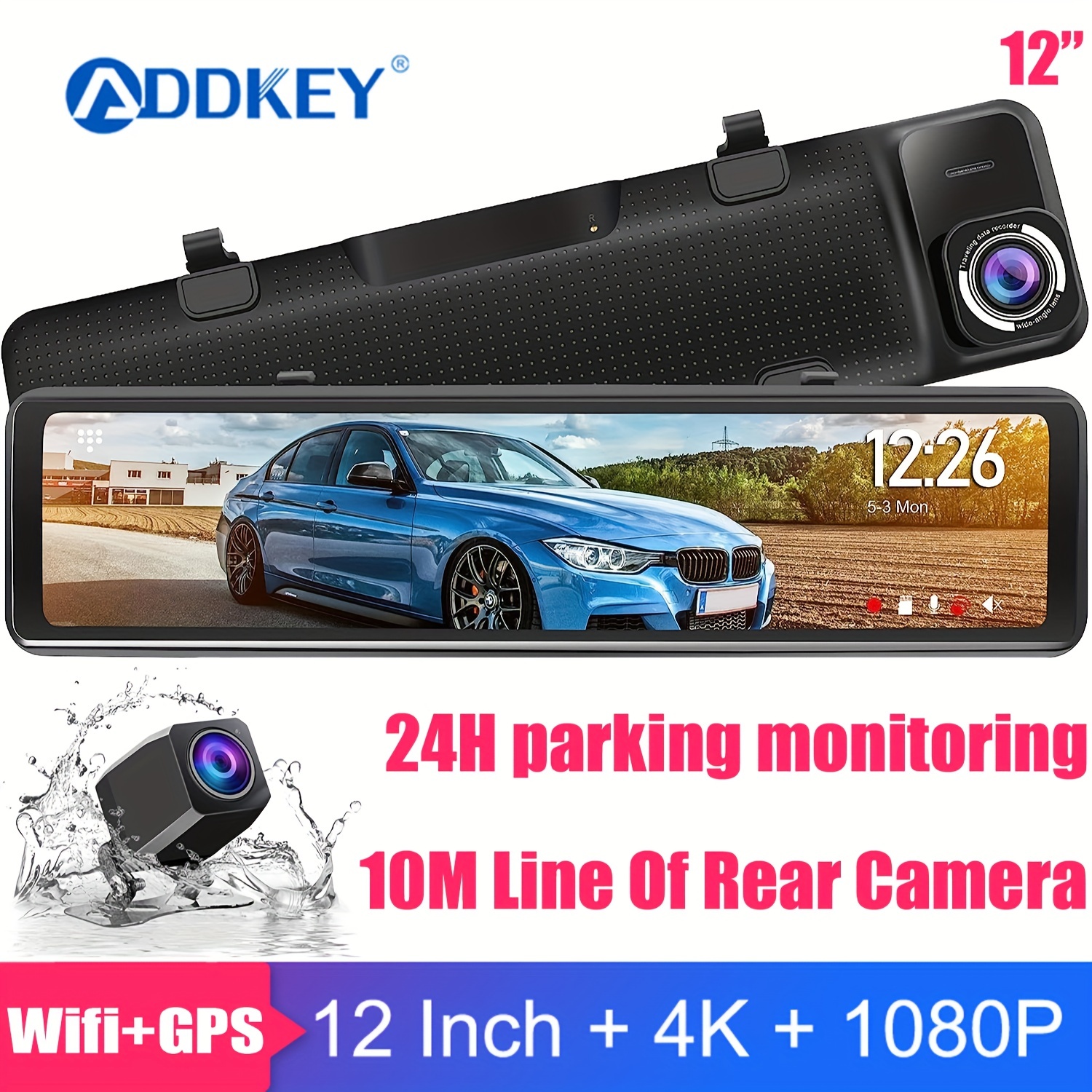 4k Mirror Dash Cam Front And Rear Rearview Mirror Camera For - Temu