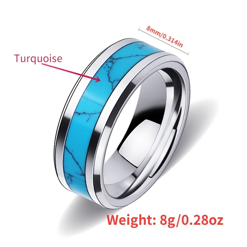 Men's Hip Hop Inlaid Turquoise Stainless Steel Ring