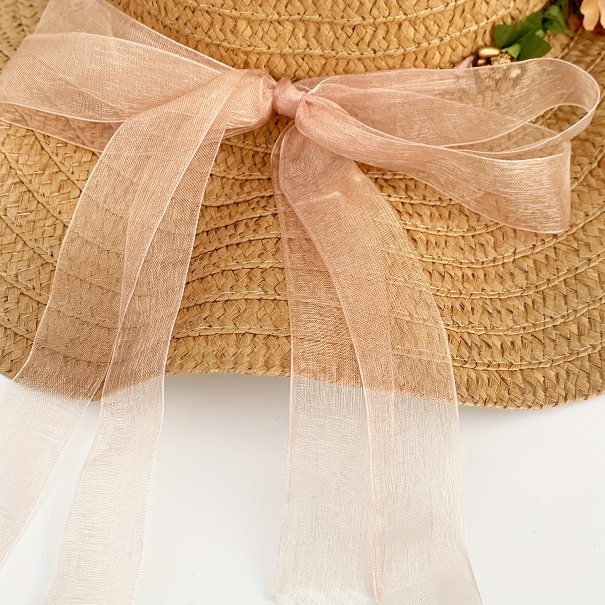 Elegant Flower Straw Hat Trendy Easter Garland Summer Sun Hats Wide Brim Foldable Floppy Travel Beach Hats For Women