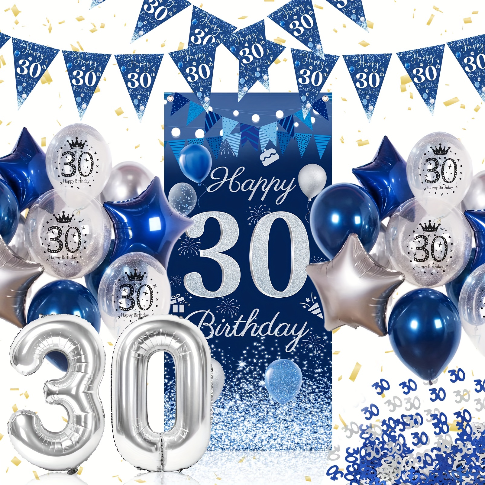 50° compleanno, decorazione per torta blu, per compleanno, 50 anni, per  uomini, per feste in argento, 50° compleanno, per donne, uomini, 50°
