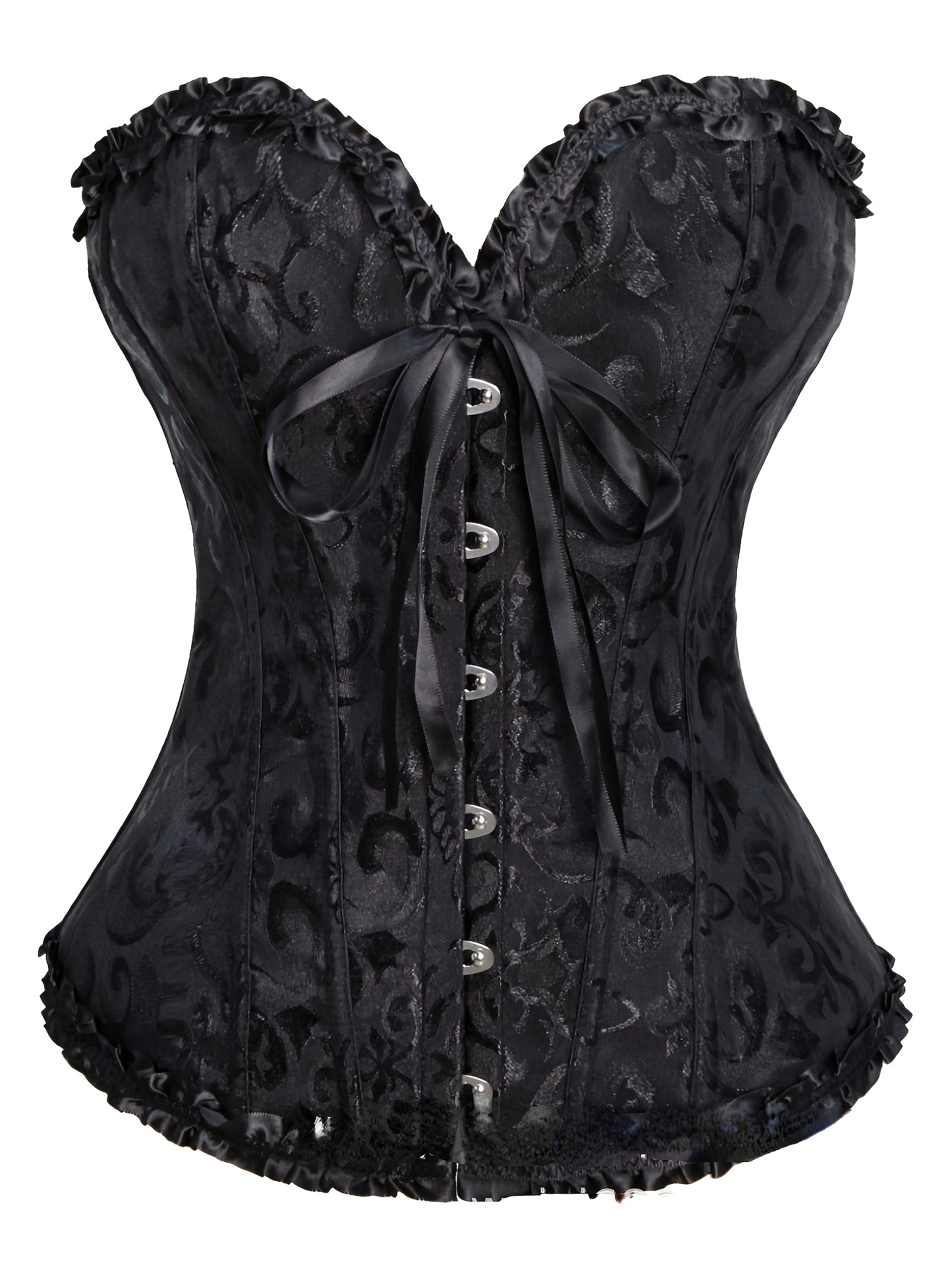 Jacquard Lace Bustiers Ruffle Strapless Front Hook Corsets - Temu