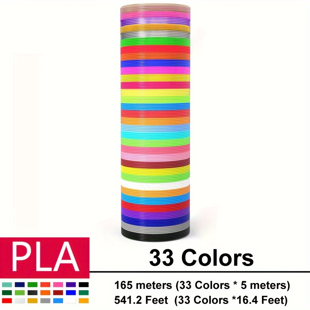 3D Pen Filament Refills - PLA Filament 1.75mm - 10 Colors 3D Pen Refills,  33 ft Each 