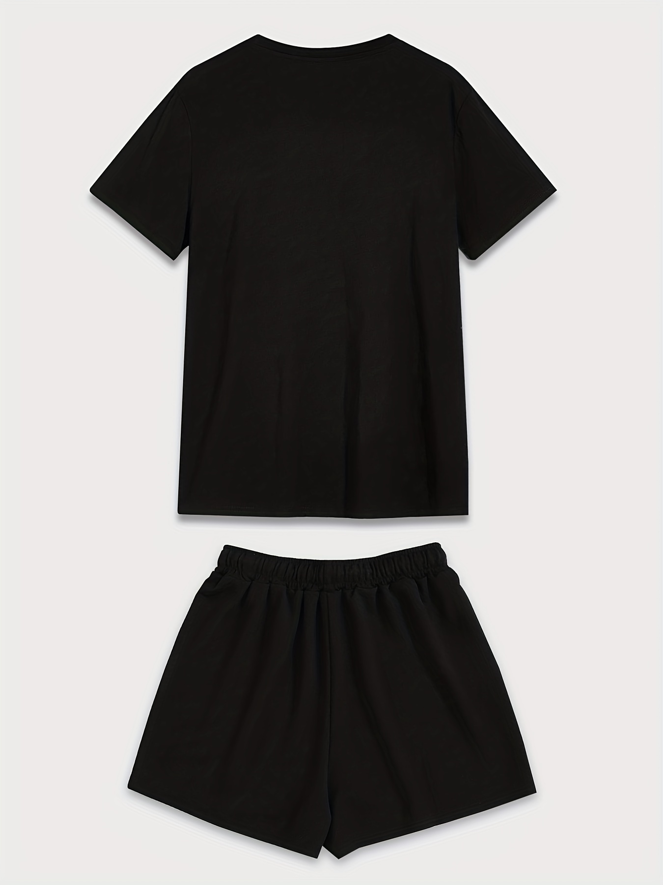 Graphic & Letter Print Casual Short Sleeve T-shirt & Drawstring Waist Set