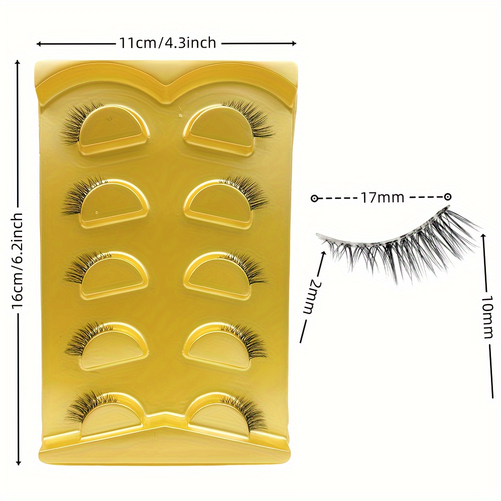 Image of 5 Pairs Of False Eyelashes In Wispy Cat , Designed For Lengthening And Suitable For Party Or Cosplay Use. Transparent Stem Half-eye Lashes Are Perfect For Occasions Like Eid And Back-to-