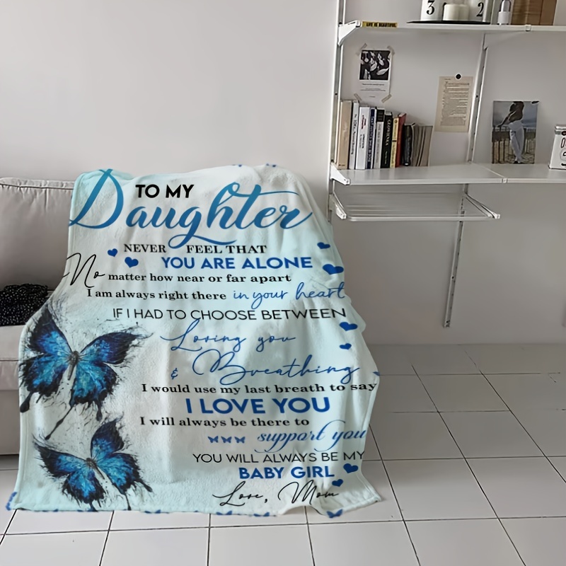 1pc Flannel Blanket To My Daughter From Mom Butterfly Moon Blanket Warm