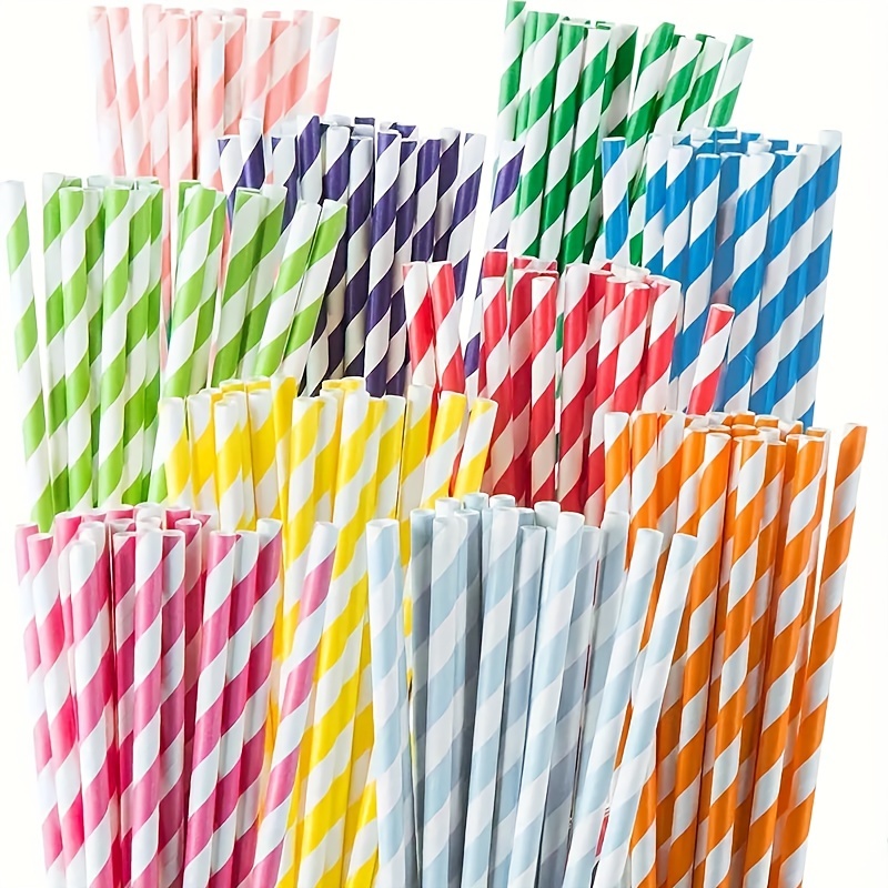 50/200 Paper Straws Striped Polka Dot Wedding Birthday Party