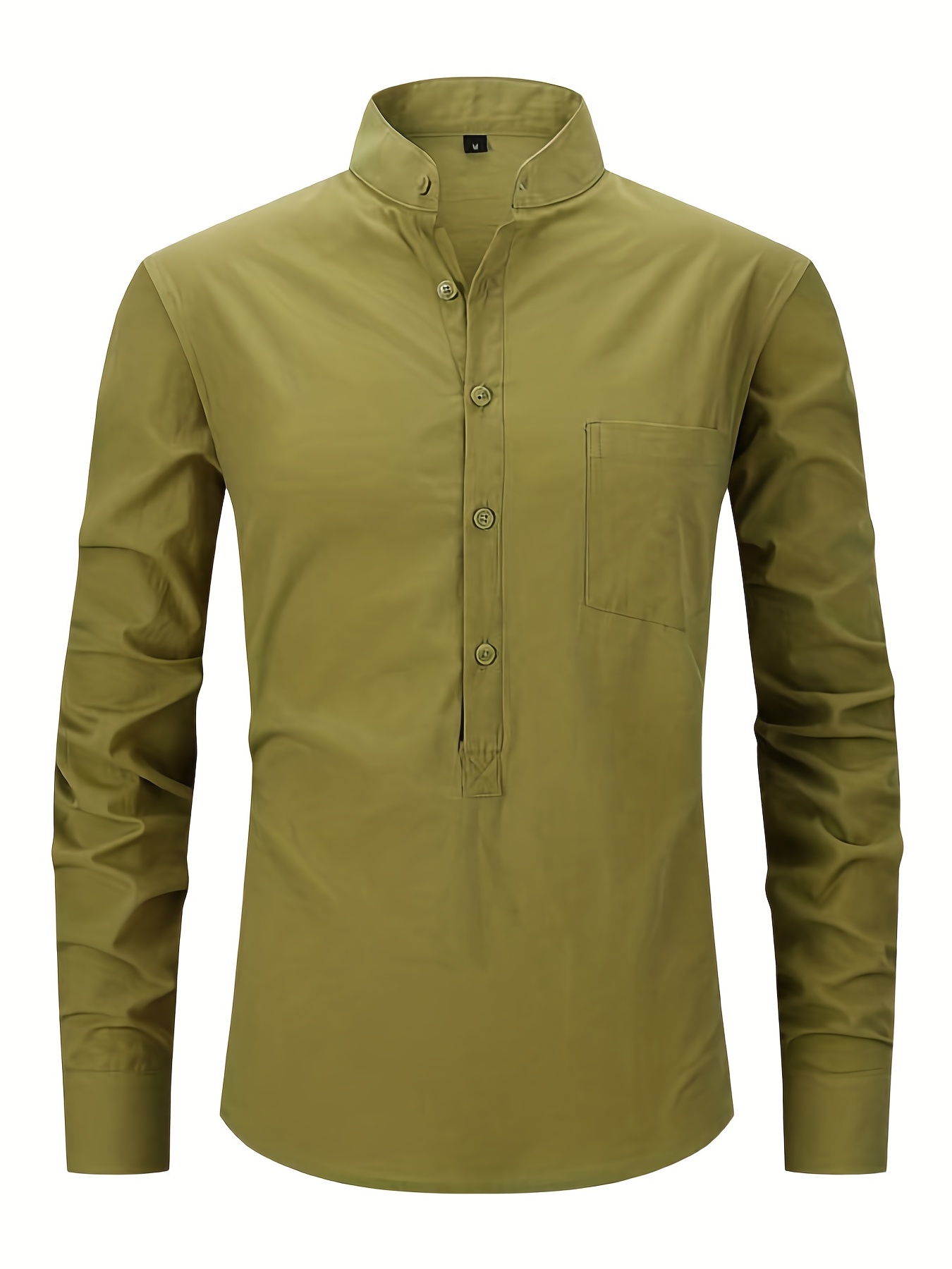 Men's Shirt Solid Long Sleeve Cotton Linen Shirts Autumn Casual