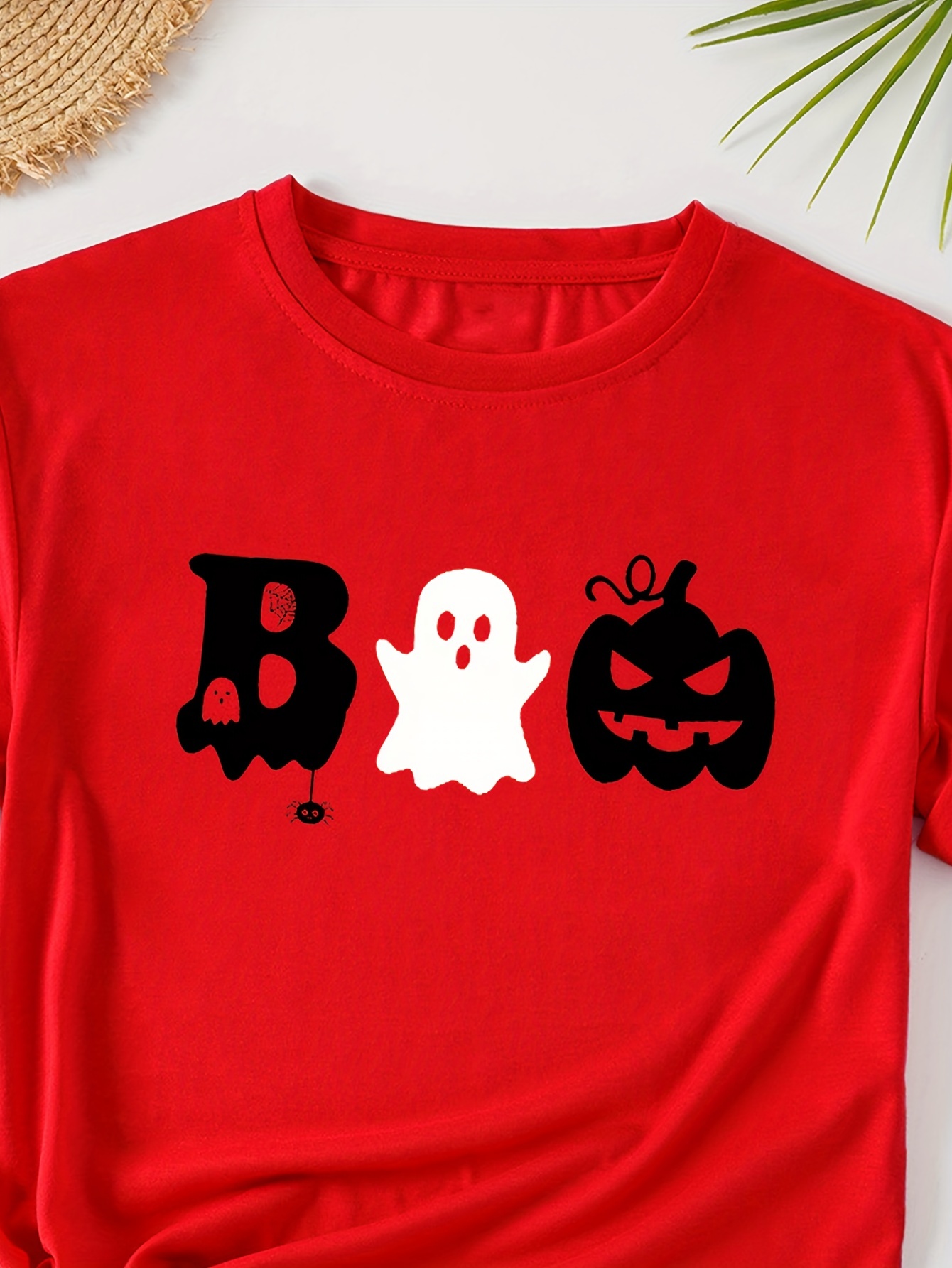Yawslaw Women's Oversized Halloween T-Shirt – Spooky Pumpkin & Ghost Graphic Tee, Short Sleeve