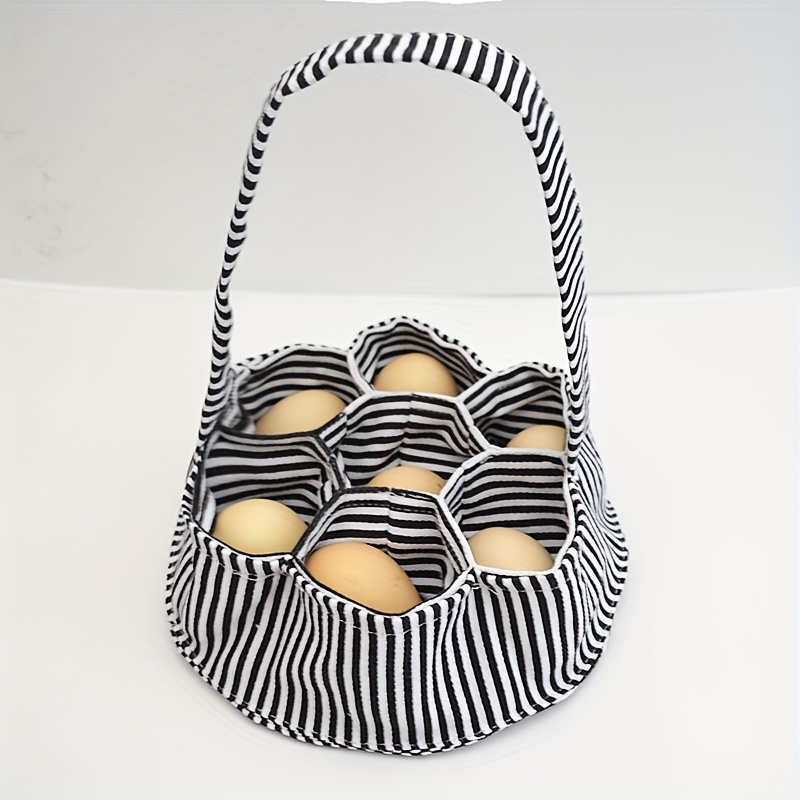 Eggs Collecting Basket Eggs Gathering Basket with 7 Pouches Farmhouse Egg Holder, Size: 23x21x4CM