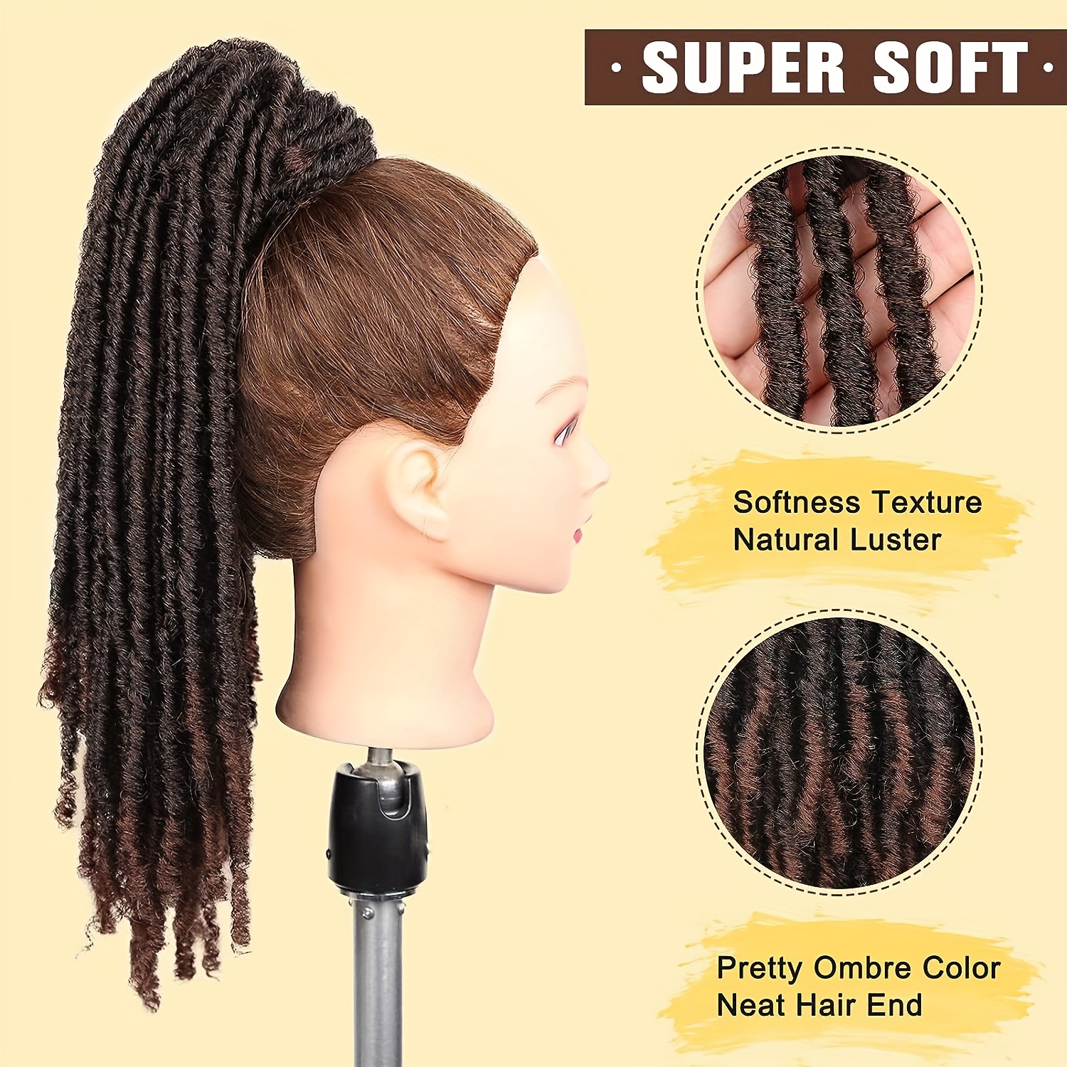 Dreadlock Ponytail Extensions Synthetic Clip In Hair Extensions