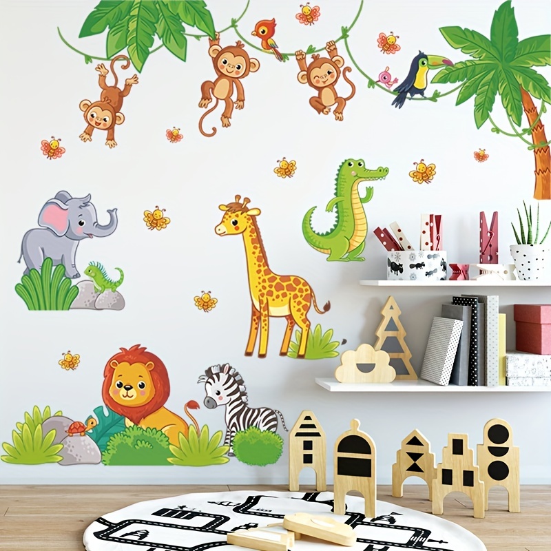 Adesivi murali safari, adesivi murali savana per bambini, arredamento per  vivai safari, adesivi murali giraffa, adesivi zebrati, adesivo tigre  adesivo leone -  Italia