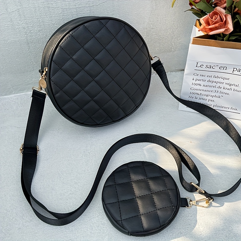 Small Crossbody Purses for Women PU Leather Chain Quilted Handbag Designer Shoulder Bags Coin Cellphone Purse Set 2pcs