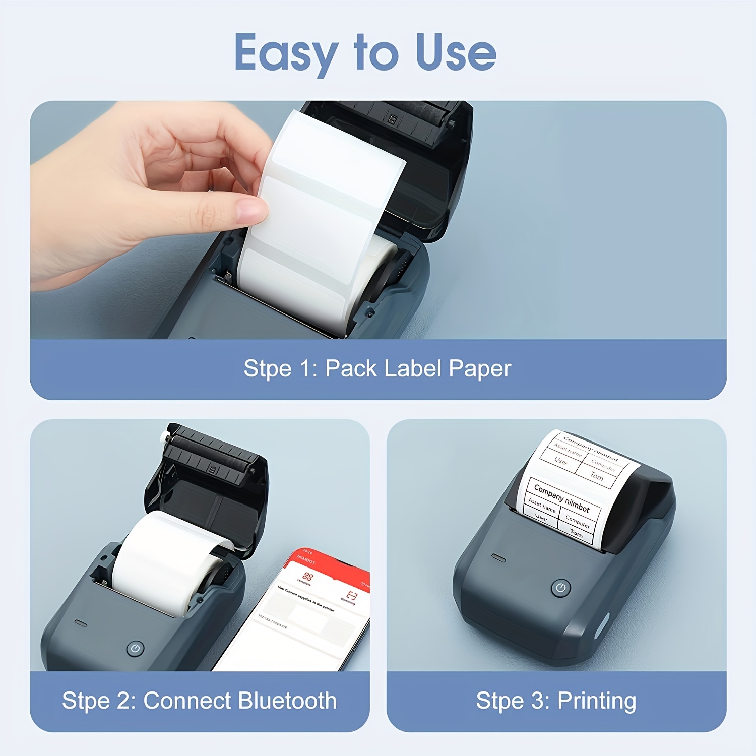 NIIMBOT B1 Label Makers, 2 Inch Bluetooth Label Maker Auto Identification  Portable Label Printer