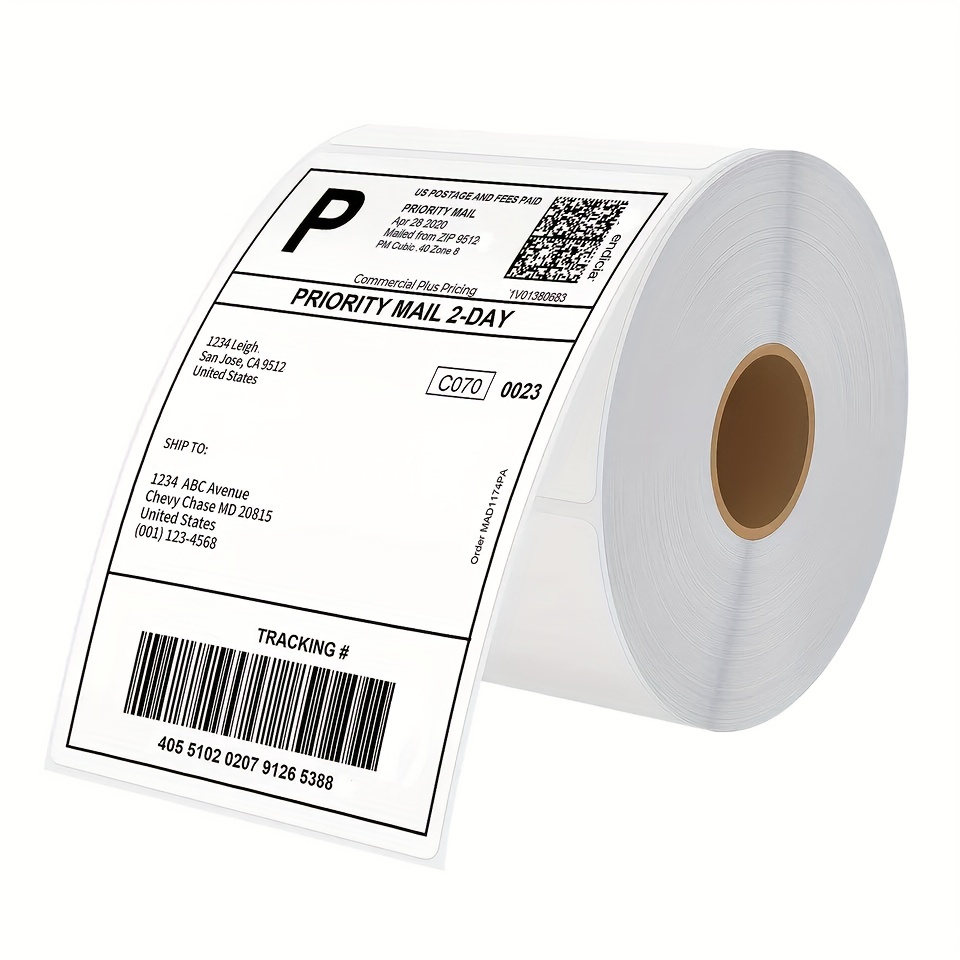 

350/500pcss/roll, 4"x6" Direct Thermal Shipping Label Compatible With Rollo, Brother, Zebra And Most Thermal Printer Perforated Postage Label Paper For Munbyn, Dymo, Jadens