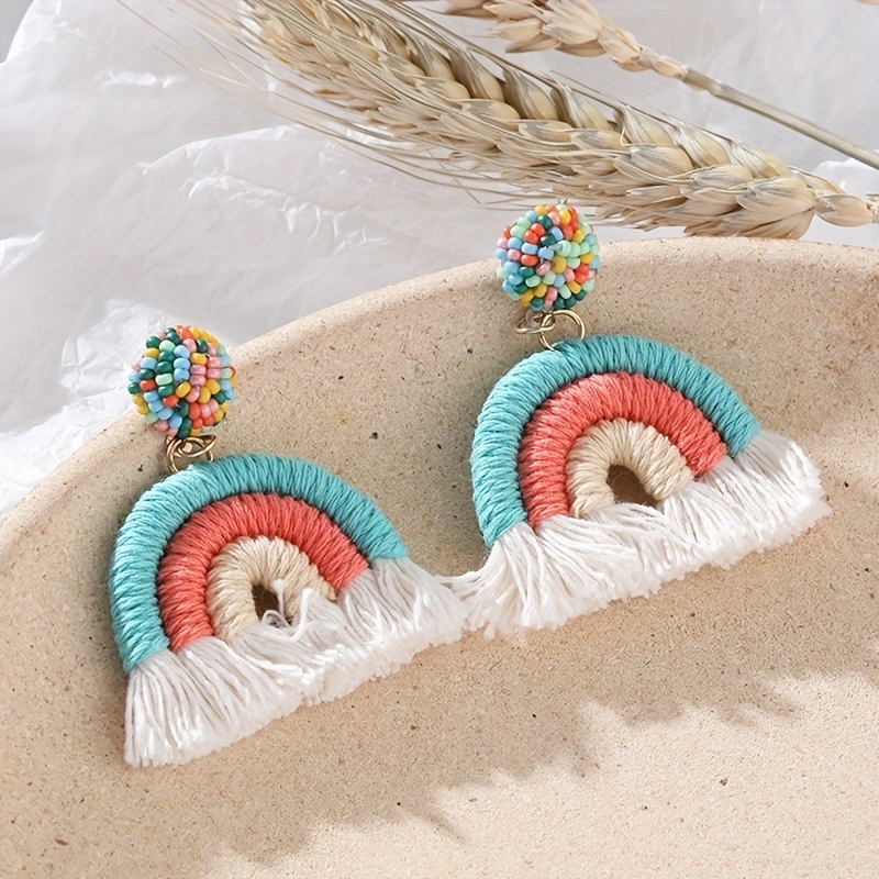 Rainbow tassel clearance earrings